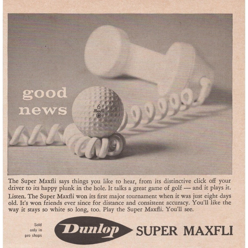1961 Dunlop Super Maxfli Golf Ball Vintage Print Ad  Mid Century Sports Wall Art